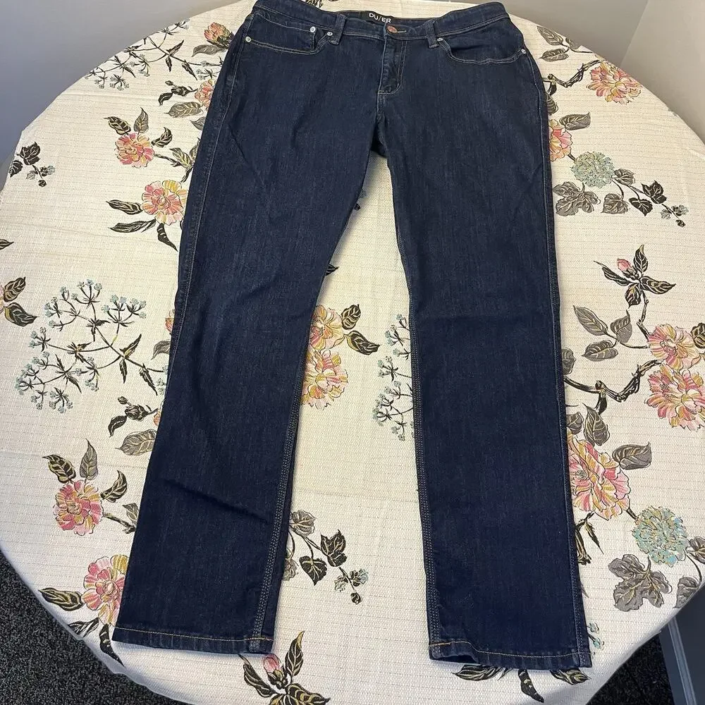 DU/ER L2X Relaxed Taper Jeans Men's 36x32 Dark Blue Performance Stretch Denim